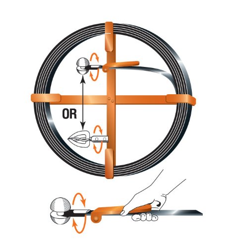 100' x 1/2" x 1/16" Flat Sewer Rod w/Roller Head w/Holder (for use in Medium Pipe)
