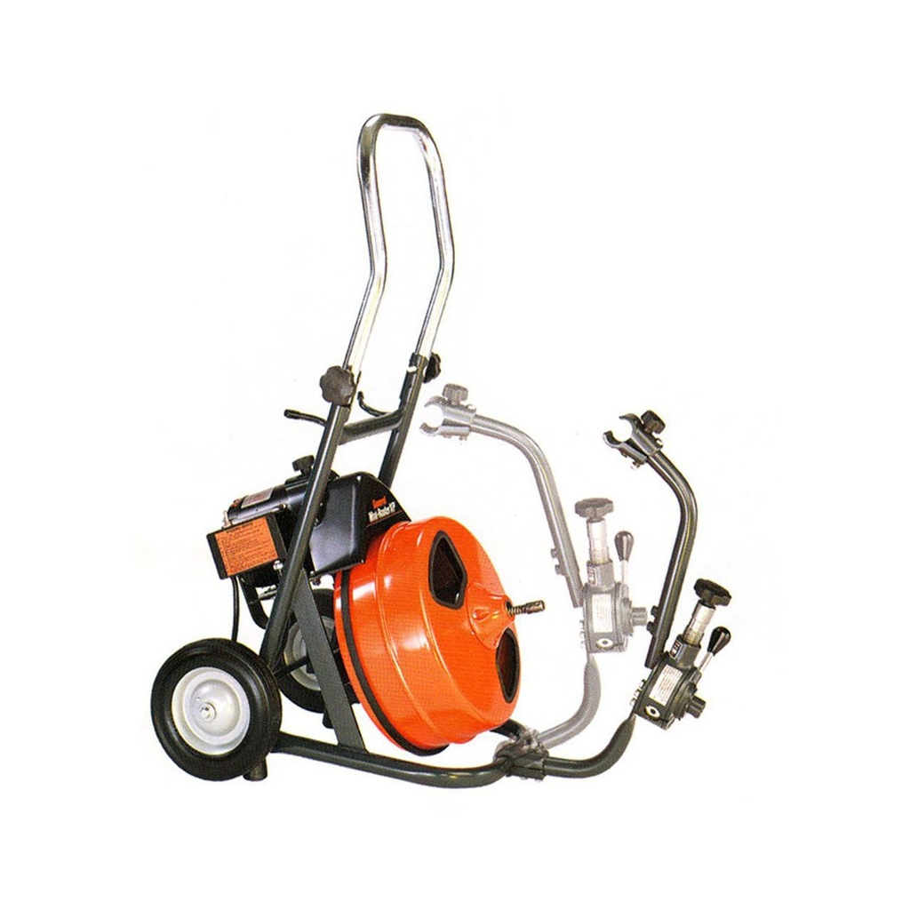 Basic MiniRooter XP w/ Power Cable Feed, MR2002 Drum, 8" Wheels, 1/3 hp Motor w/Rev Switch, WaterProof Air Foot Switch, 10 ft. Power Cord w/GFI, Leather Gloves, (no cable)